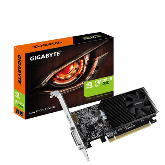 Gigabyte nVidia GeForceÂ® GT 1030 Low Profile D4 2G, CUDA 384, 2100 MHz,DDR4, 64 bit, H=14.7 L=149.9 W=68.9, PSU 300W, DVI-D *1 HDMI-2.0b*1