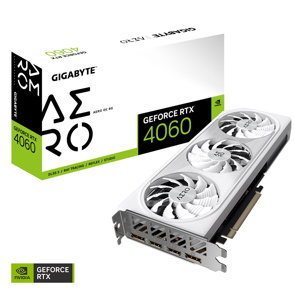 Gigabyte nVidiaGeForce RTXâ„¢ 4060 AERO OC 8G, 2550 MHz, CUDA 3072, 17 Gbps, GDDR6, 128 bit, PCI-E 4.0, PSU 450W, DisplayPort 1.4a*2 HDMI 2.1a*2