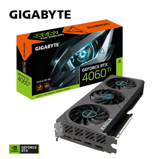 Gigabyte nVidia GeForce RTXâ„¢ 4060 Ti EAGLE OC 8G, 2550 MHz, CUDA 4352, 18 Gbps, GDDR6, 128 bit, PCI-E 4.0, PSU 500W, DisplayPort 1.4a*2 HDMI 2.1a*2