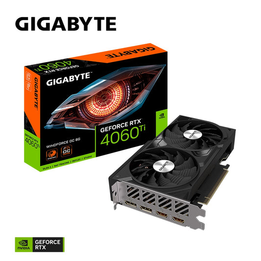 Gigabyte nVidia GeForce RTXâ„¢ 4060 Ti WINDFORCE OC 8G, 2550 MHz, CUDA 4352, 18 Gbps, GDDR6, 128 bit, PCI-E 4.0, PSU 500W,DisplayPort 1.4a*2 HDMI 2.1a*2