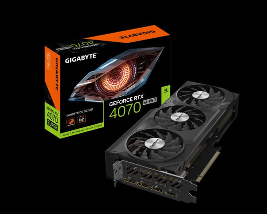 Gigabyte GeForce RTXâ„¢ 4070 SUPER WINDFORCE OC 12G, 2505 MHz, CUDA 7168, 21 Gbps, GDDR6X, 192 bit, PCI-E 4.0, PSU 700W, DisplayPort 1.4a *3 HDMI 2.1a *