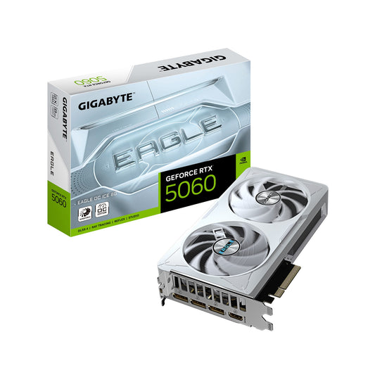 Gigabyte GeForce RTXâ„¢ 5060 EAGLE OC ICE 8G, 2550 MHz, CUDA 3840, 28 Gbps, GDDR7,  128 bit, PCI-E 5.0, PSU 450W, DisplayPort 2.1b *3 HDMI 2.1b x1