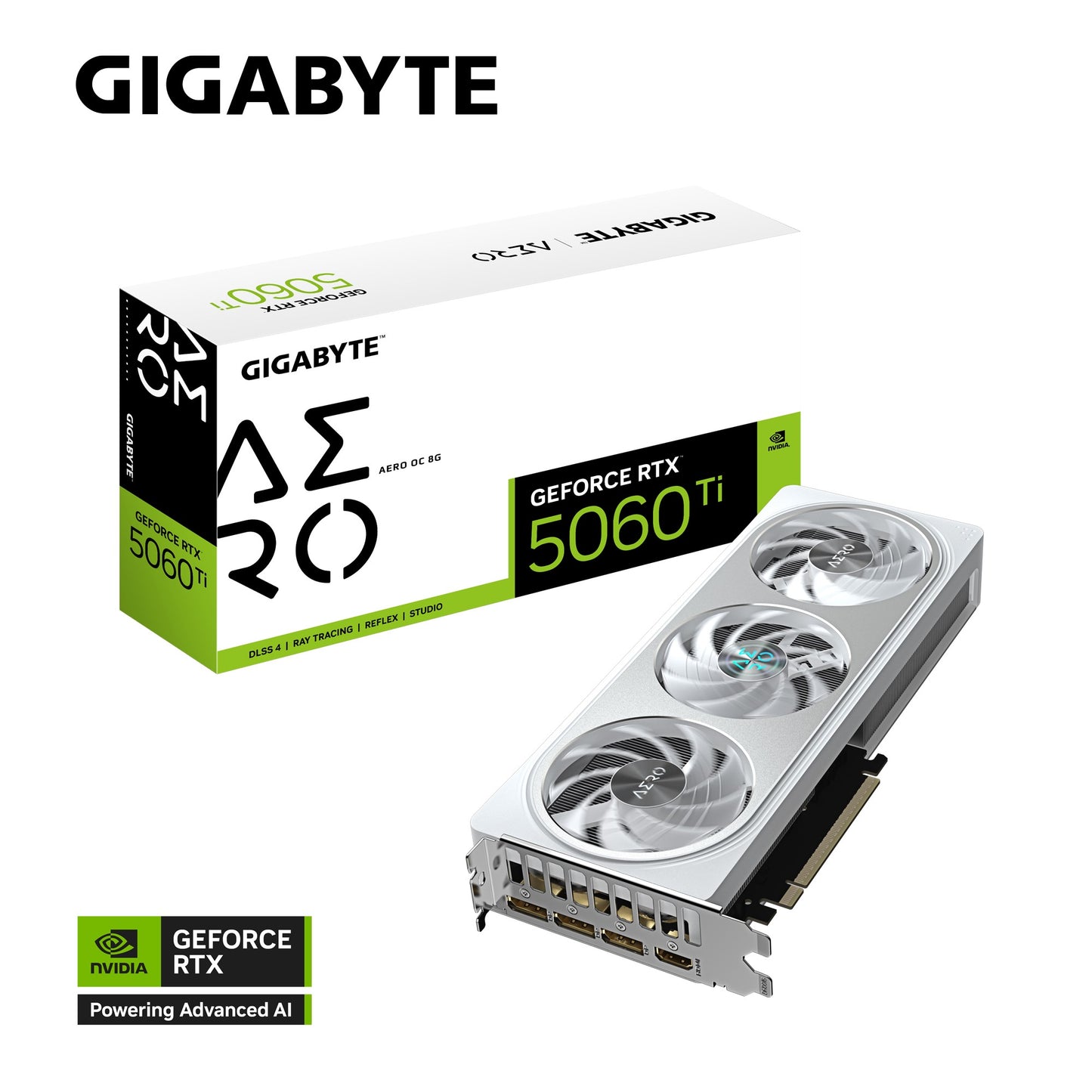 Gigabyte GeForce RTXâ„¢ 5060 Ti AERO OC 8G, 2647 MHz, CUDA TBD, 28 Gbps, GDDR7, 128 bit, PCI-E 5.0, PSU 650W, DisplayPort 2.1b *3 HDMI 2.1b *1
