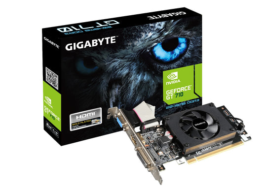 Gigabyte nVidia GeForceÂ® GT 710, 2G, 954 MHz, DDR3, 64 bit, PCI-E 2.0, PSU 300W, HDMI+DVI low profile bracket x1 D-SUB low profile bracket x1