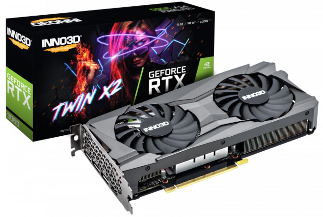 INNO3D nVidia GeForce RTX 3060 TWIN X2 12G GDDR6, 1777MHz Boost Clock, RAM