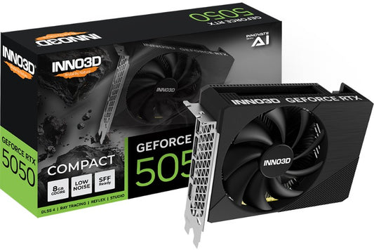 INNO3D nVidia GeForce RTX 5050 Compact 8G GDDR6, 2572MHz Boost Clock, RAM20Gbps, 3xDP+HDMI, 148x118x41mm (5050)