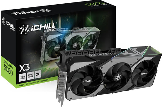 INNO3D nVidia GeForce RTX 5080 ICHILL X3 V2 16GB GDDR7 2715MHz Boost Clock, RAM 30Gbps, 3xDP, 1xHDMI , 334x148x73mm