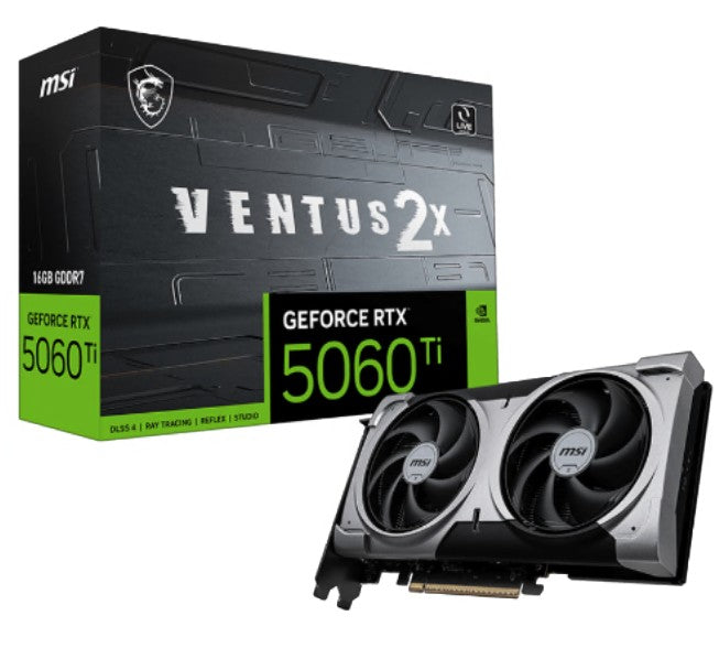 MSI nVidia GeForce RTXâ„¢ 5060 Ti 16G VENTUS 2X PLUS, PCI ExpressÂ® Gen 5 x16, Boost: 2572 MHz, CUDA 4608 Units, 16GB GDDR7, HDMIâ„¢ x 1
