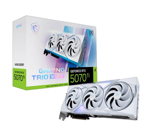 MSI nVidia GeForce RTXâ„¢ 5070 Ti 16G GAMING TRIO OC WHITE, PCI ExpressÂ®Gen 5, Boost: 2572 MHz, CUDA 8960 Units, 16GB GDDR7, HDMIâ„¢ x 1