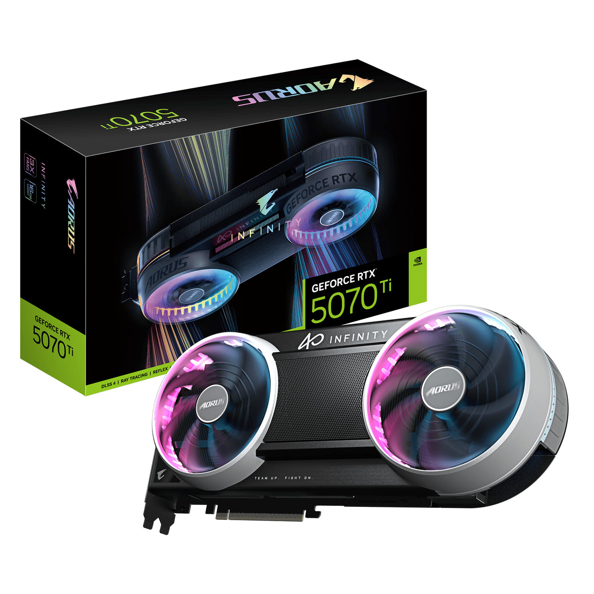 Gigabyte AORUS GeForce RTX™ 5070 Ti INFINITY 16G, 2715 MHz, CUDA 8960, 28 Gbps
