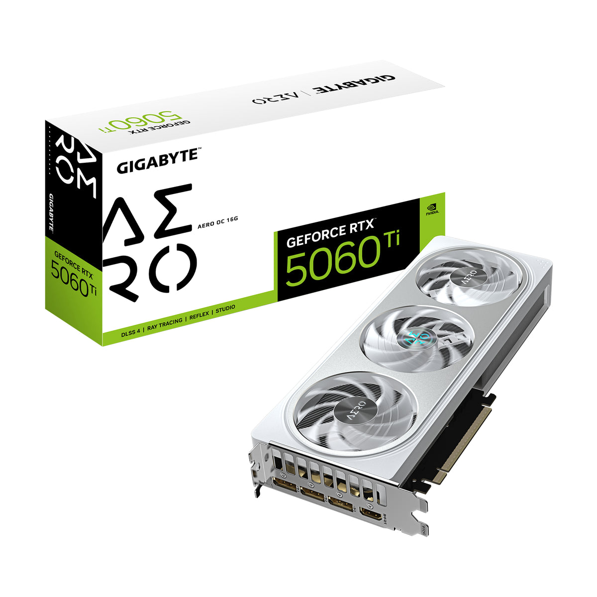 Gigabyte GeForce RTX™ 5060 Ti AERO OC 16G, 2647 MHz, CUDA TBD, 28 Gbps, GDDR7