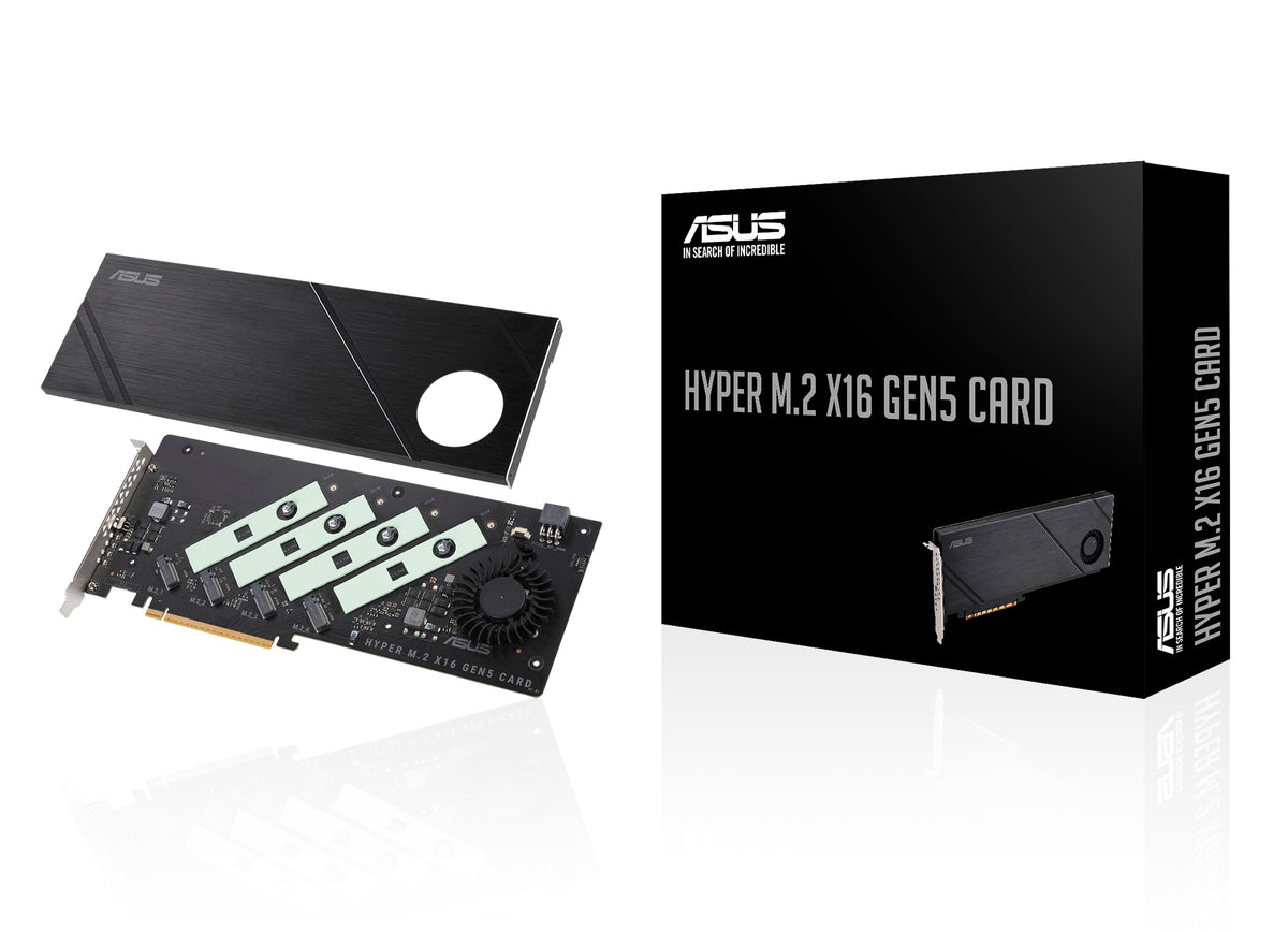 ASUS HYPER M.2 X16 GEN5 CARD (PCIe 5.0/4.0) Supports up to four NVMe M.2