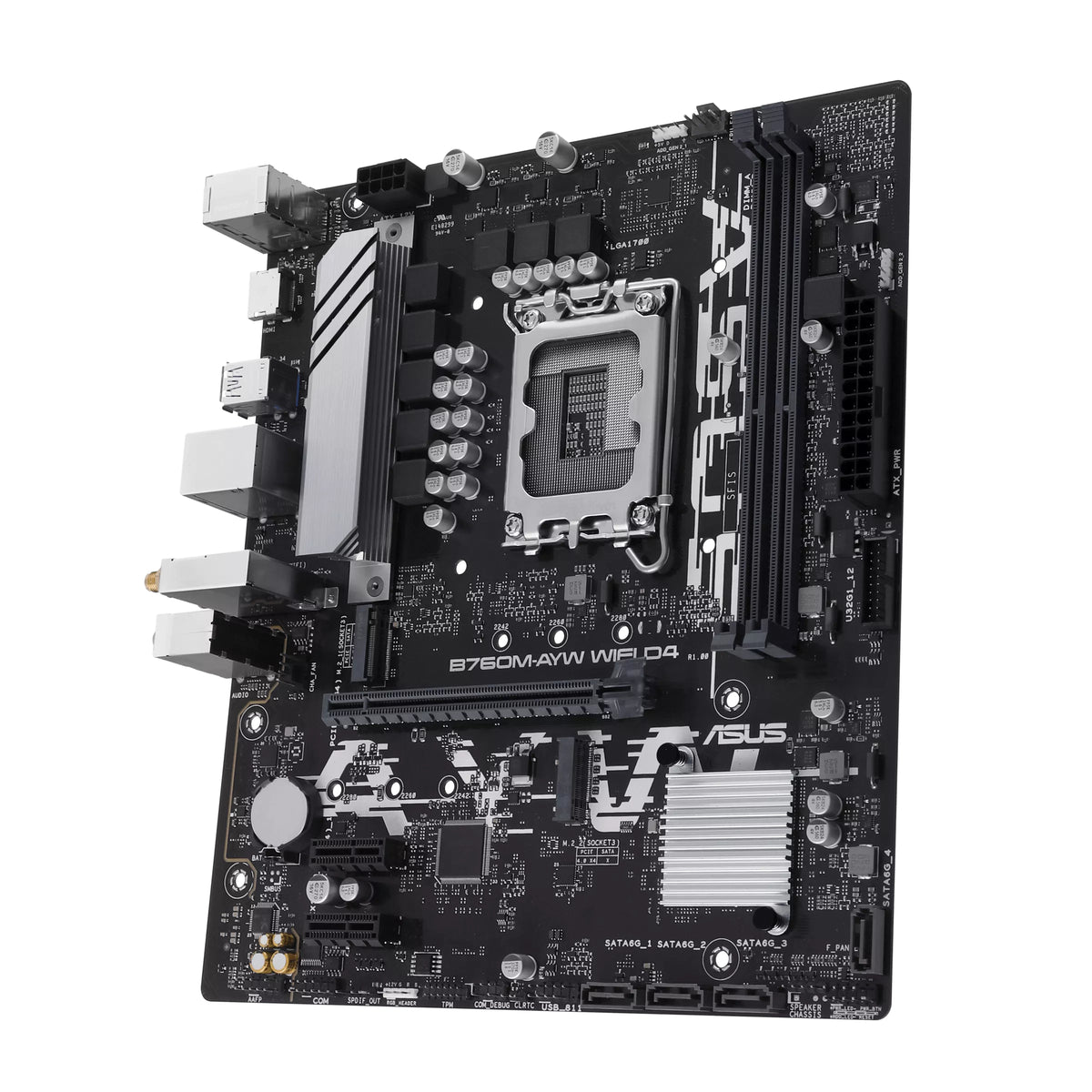 ASUS B760M-AYW WIFI D4 Intel LGA 1700 mATX Motherboard 64GB, DDR4, 1 x PCIe 4.0