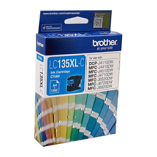 Brother LC135 XL Genuine Cyan Ink Cartridge - 1,200 Pages