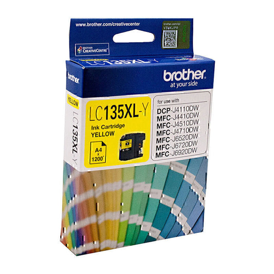 Brother LC135 XL Genuine Yellow Ink Cartridge - 1,200 Pages