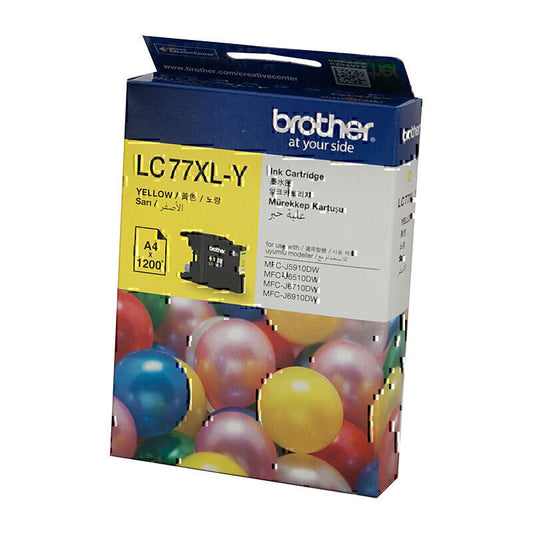 Brother LC77 XL Genuine Yellow Ink Cartridge - 1,200 Pages