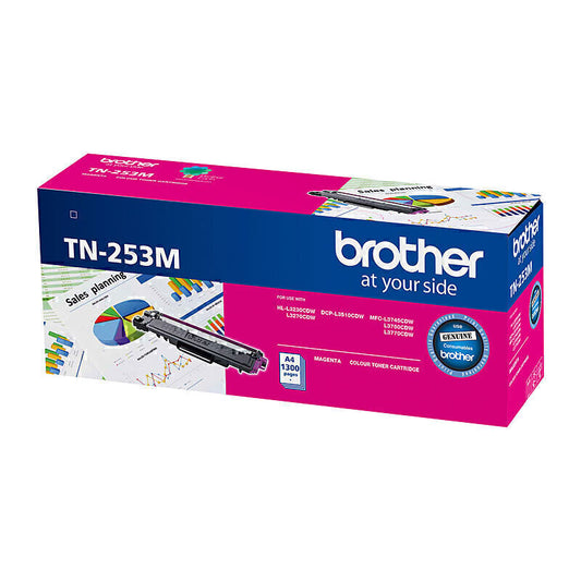 Brother TN-253M Genuine Magenta Toner Cartridge - 1,300 pages