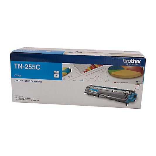 Brother TN-255 Genuine Cyan Toner Cartridge - 2,200 pages