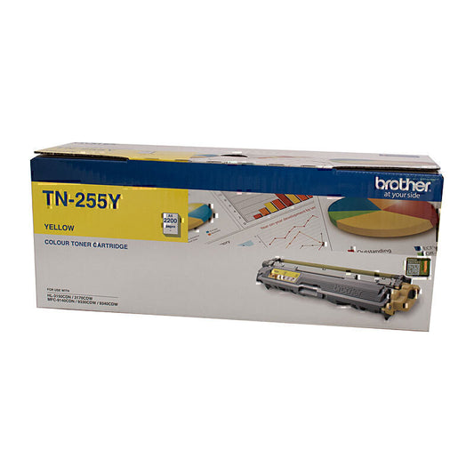 Brother TN-255 Genuine Yellow Toner Cartridge - 2,200 pages