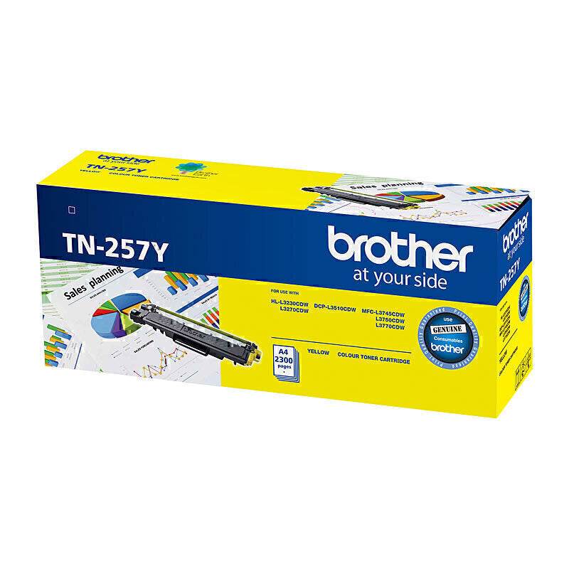 Brother TN-257Y Genuine Yellow Toner Cartridge - 2,300 pages