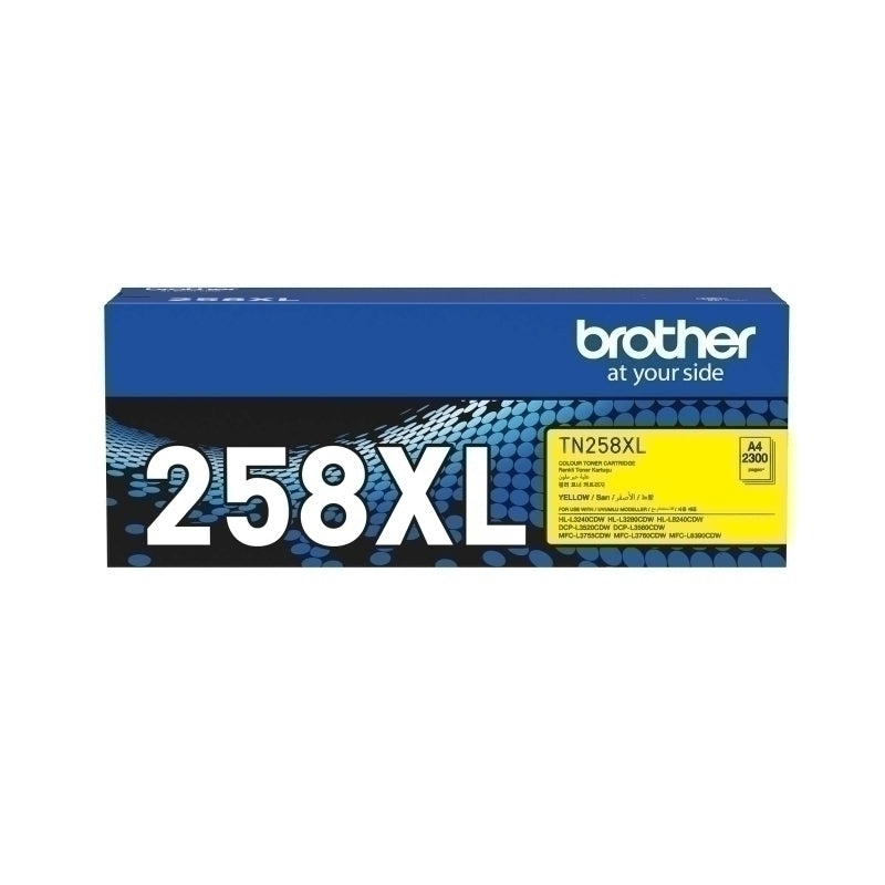 Brother TN-258XL Genuine Yellow Toner Cartridge - 2,300 pages