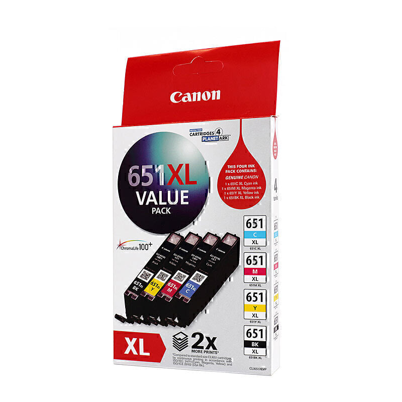 Canon CLI-651 XL Genuine Cartridge - 4 Ink Value Pack (CMYK)