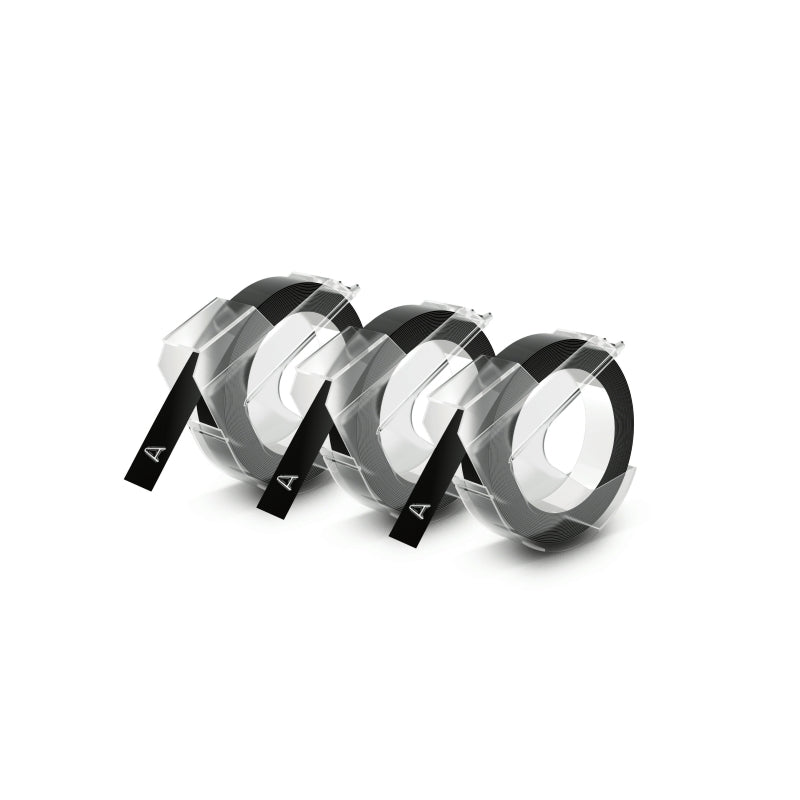 Dymo Emb Tape 3pk Blk 9mm x 3m