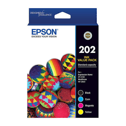 Epson 202 CMYK Ink Pack Genuine Cartridge C13T02N692 - (1C, 1M, 1Y, 1BK)