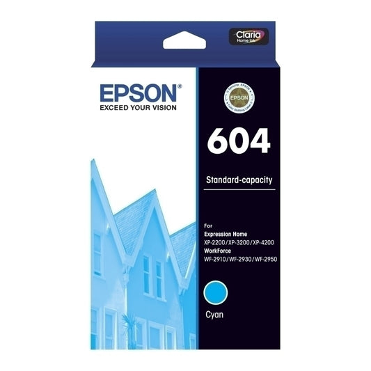 Epson 604 Genuine Cyan Ink Cartridge C13T10G292- 130 Pages