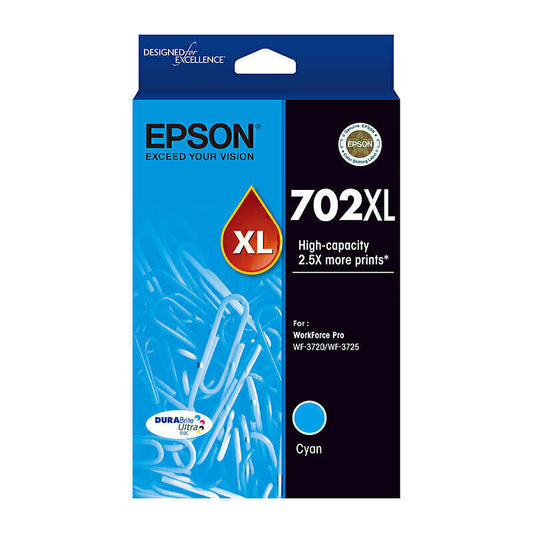 Epson 702 XL Genuine Cyan Ink Cartridge C13T345292 - 950 Pages