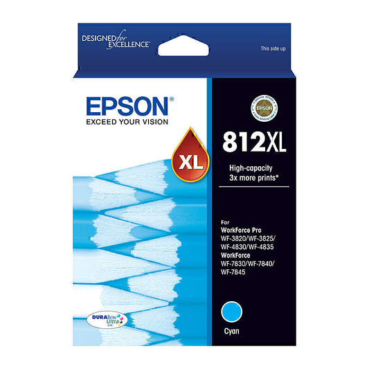 Epson 812 XL Genuine Cyan Ink Cartridge C13T05E292 - 1,100 Pages