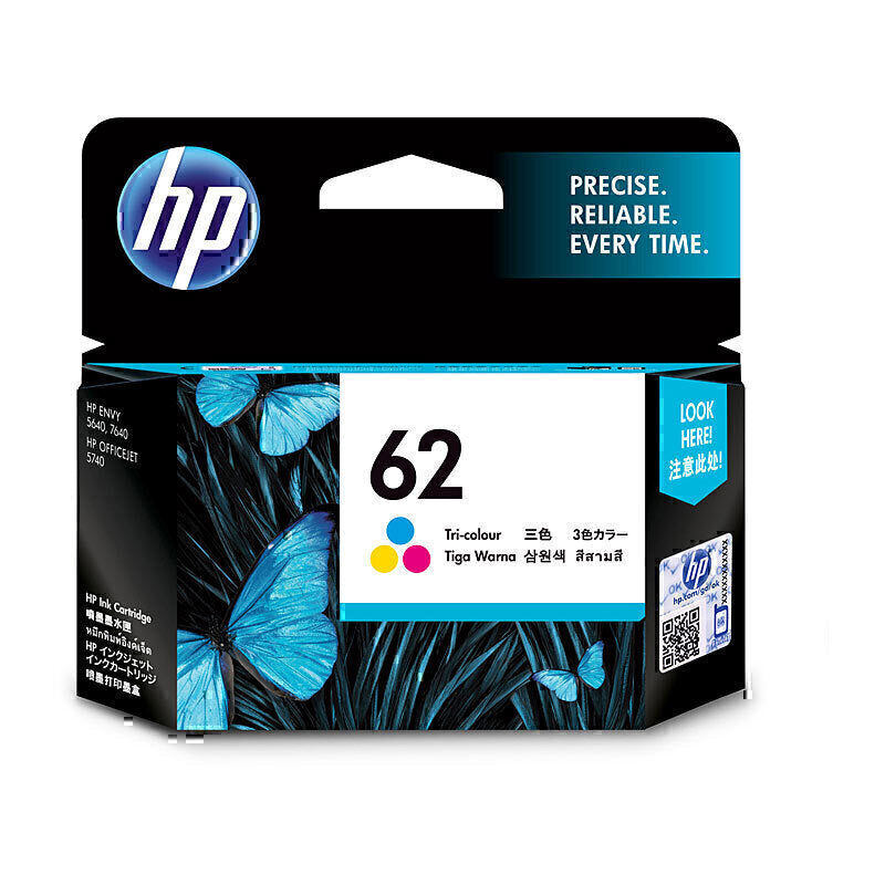 خرطوشة حبر ثلاثية الألوان أصلية HP C2P06AA (#62) - 165 صفحة