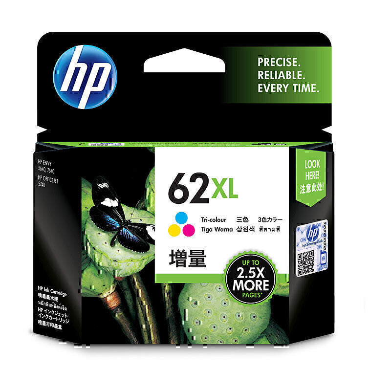 خرطوشة حبر ثلاثية الألوان أصلية HP C2P07AA (#62XL) - 415 صفحة