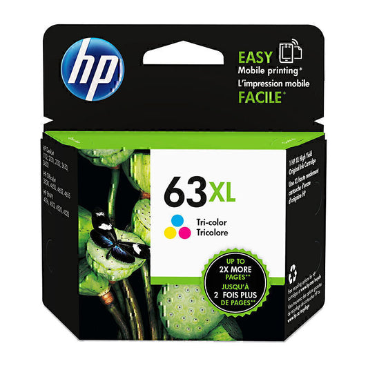 خرطوشة حبر ثلاثية الألوان أصلية HP F6U63AA (#63XL) - 300 صفحة