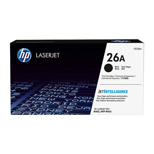 HP CF226A (#26a) Genuine Black Toner Cartridge - 3,100 Pages