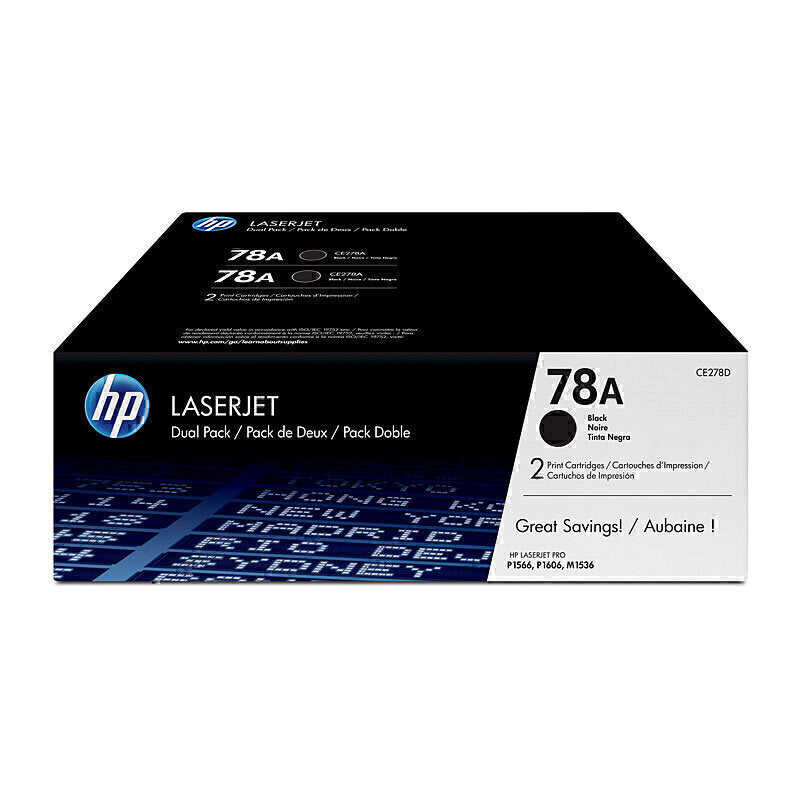 HP CE278AD (#78A) Twin Pack Genuine Black Toner Cartridge - 2,100 Pages x2